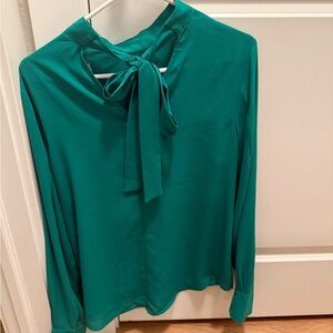 The Limited Teal Blouse with Bow Detail